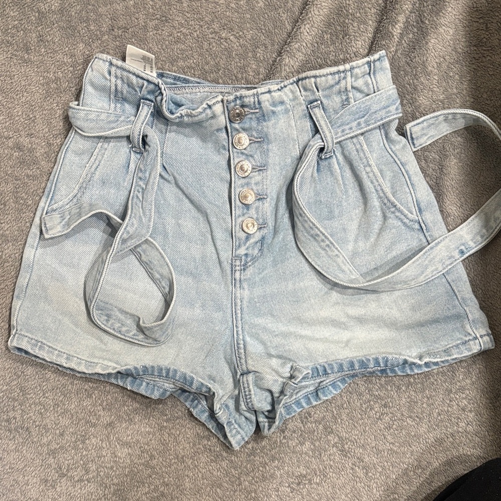 American Eagle Outfitters Light Blue High-Waisted Shorts